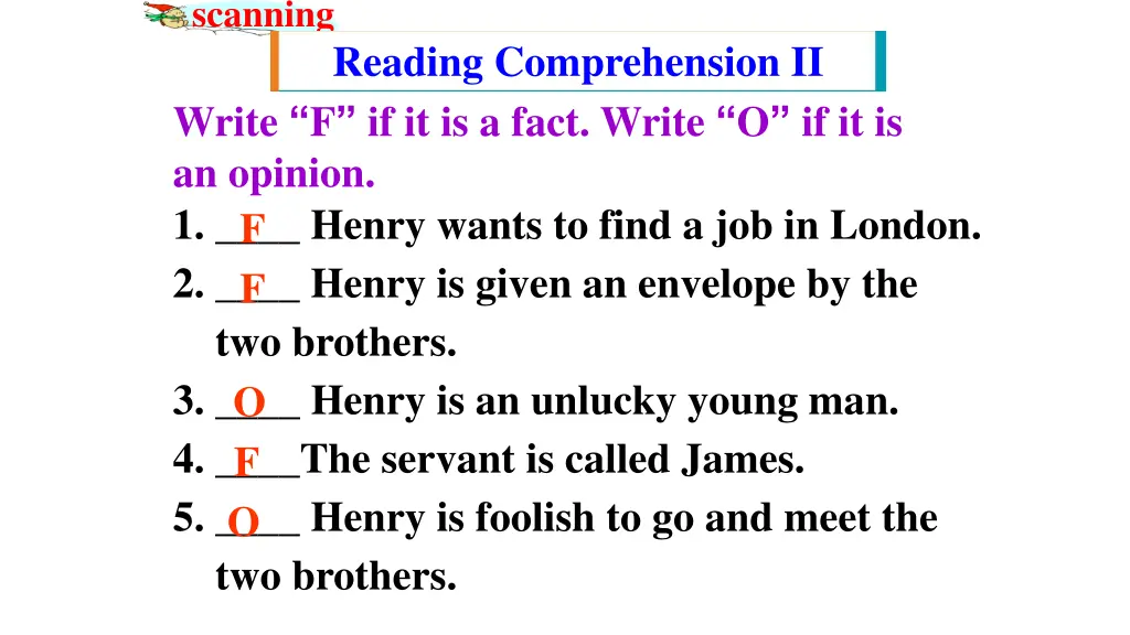 1 henry wants to find a job in london 2 henry