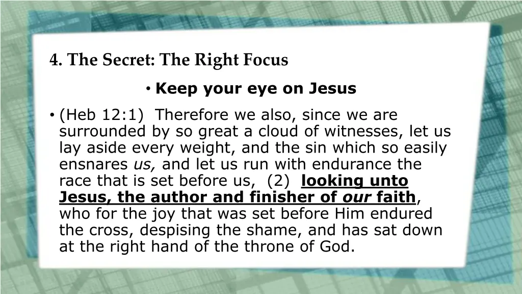 4 the secret the right focus