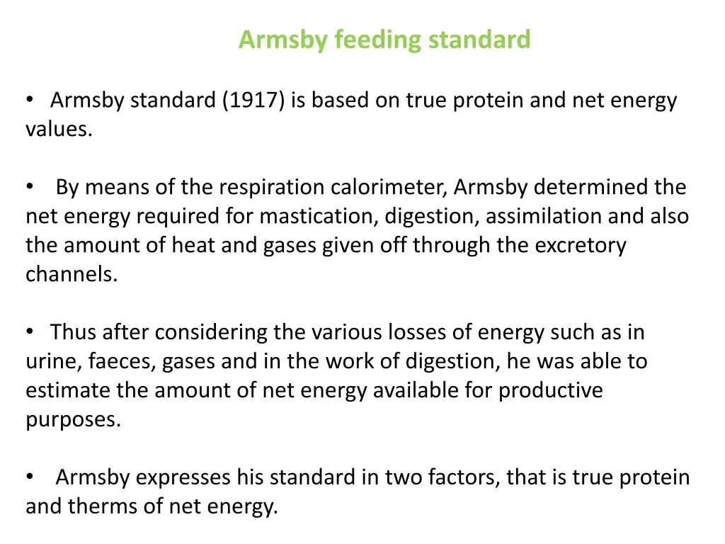 armsby feeding standard