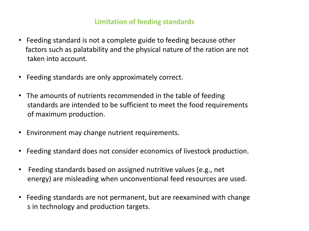 limitation of feeding standards