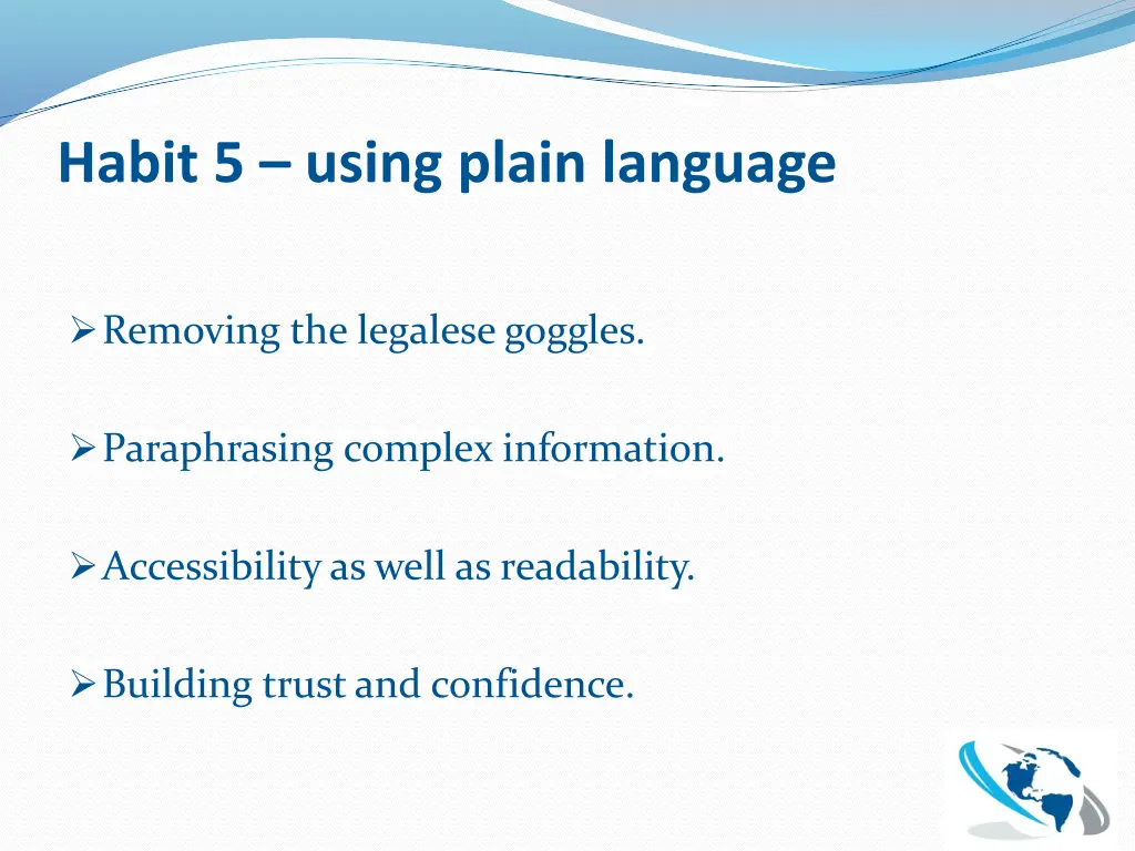 habit 5 using plain language