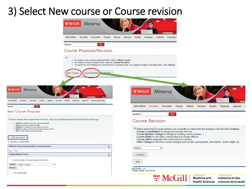 3 select new course or course revision 3 select