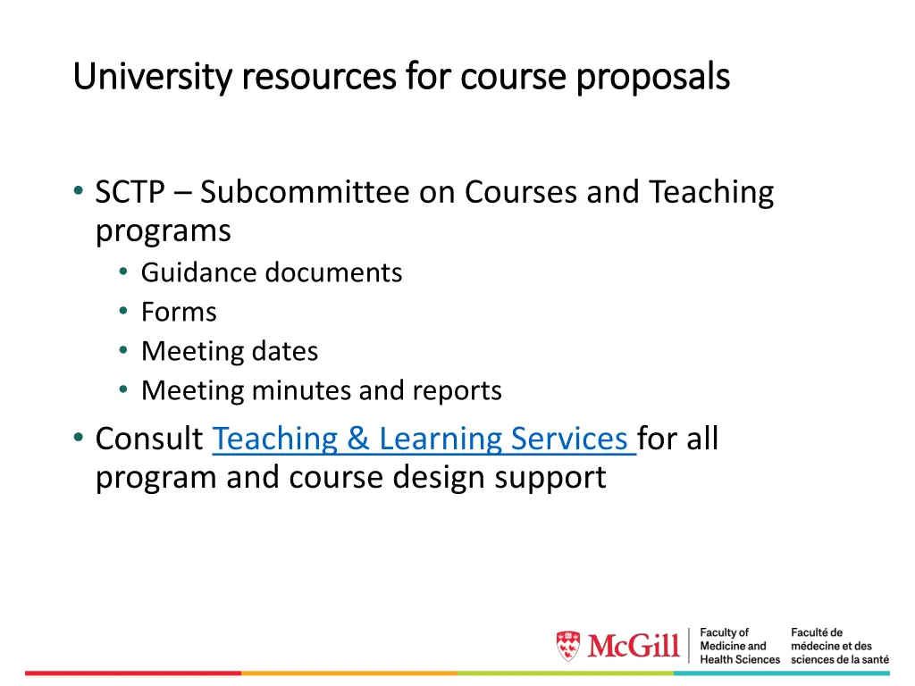 university resources for course proposals
