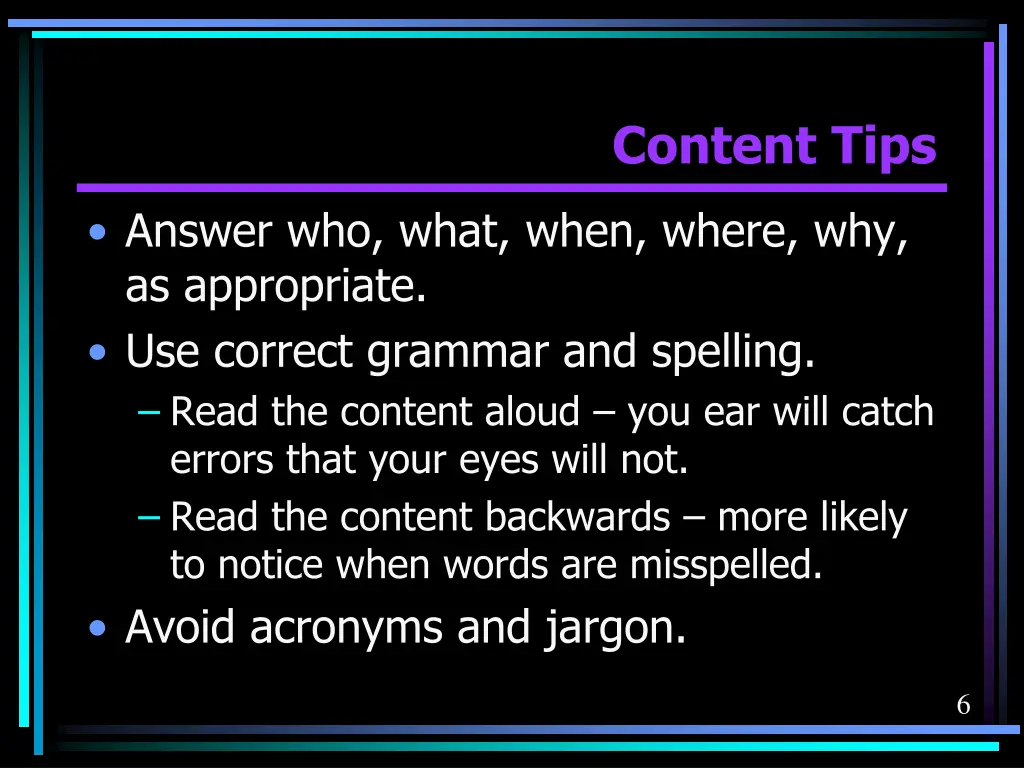 content tips
