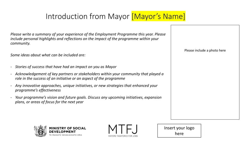 introduction from mayor mayor s name