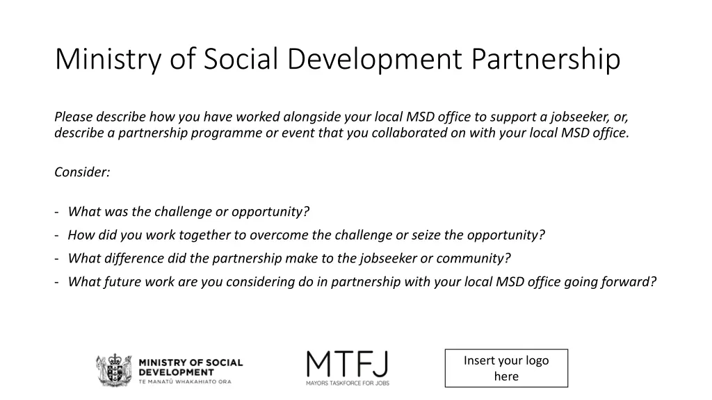 ministry of social development partnership