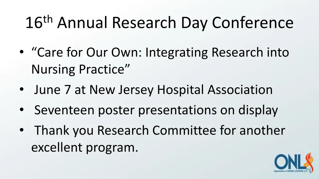 16 th annual research day conference
