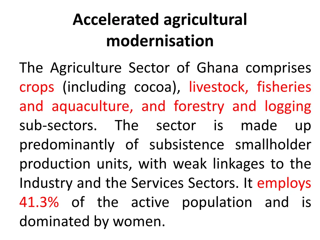 accelerated agricultural modernisation