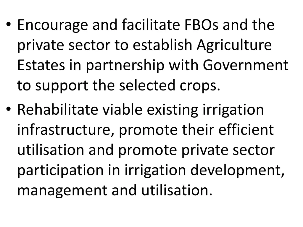 encourage and facilitate fbos and the private