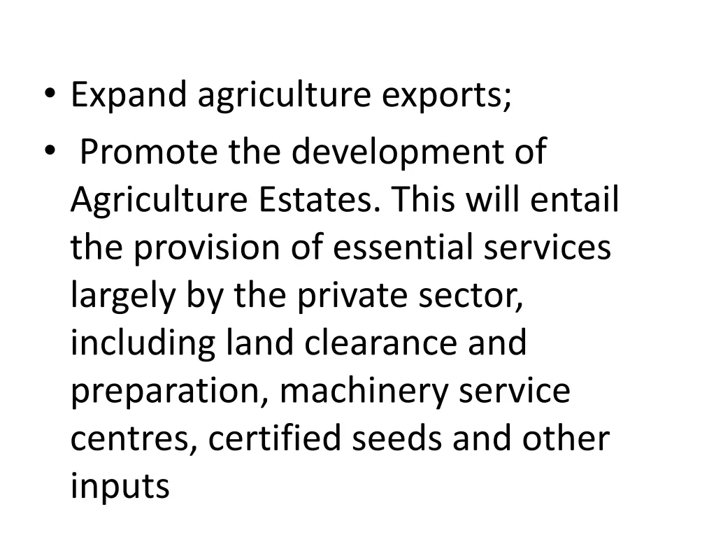 expand agriculture exports promote