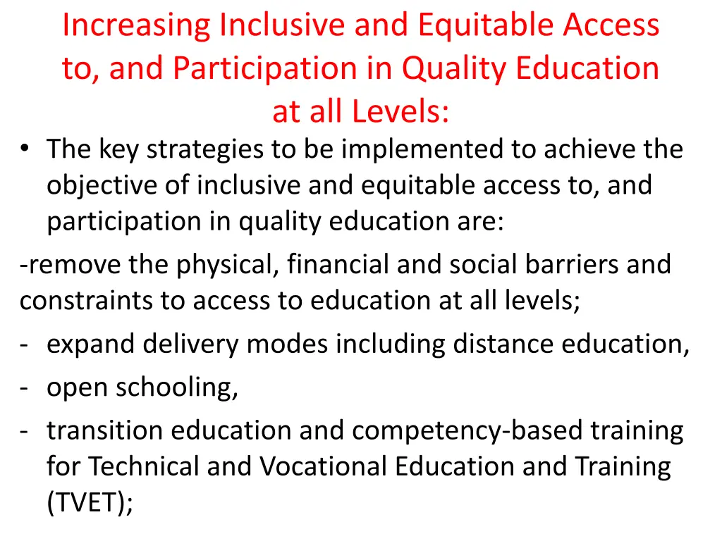 increasing inclusive and equitable access