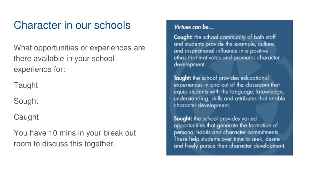 character in our schools