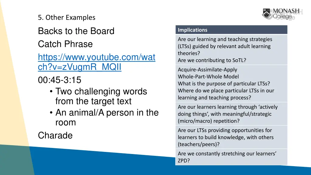5 other examples backs to the board catch phrase