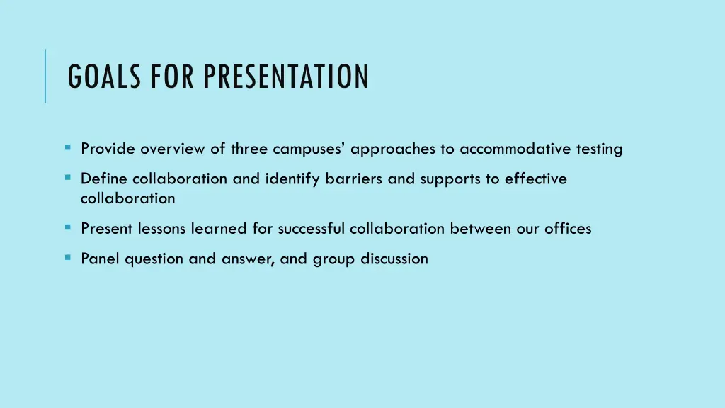 goals for presentation