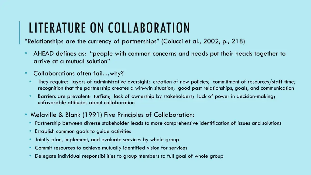 literature on collaboration relationships