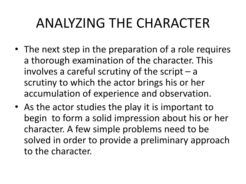analyzing the character