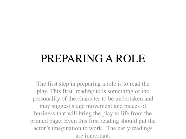 preparing a role