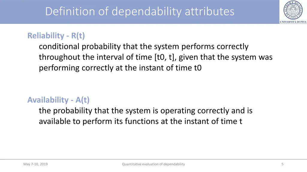 definition of dependability attributes