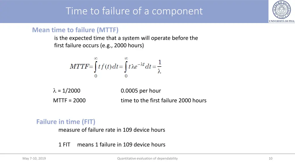 time to failure of a component 1