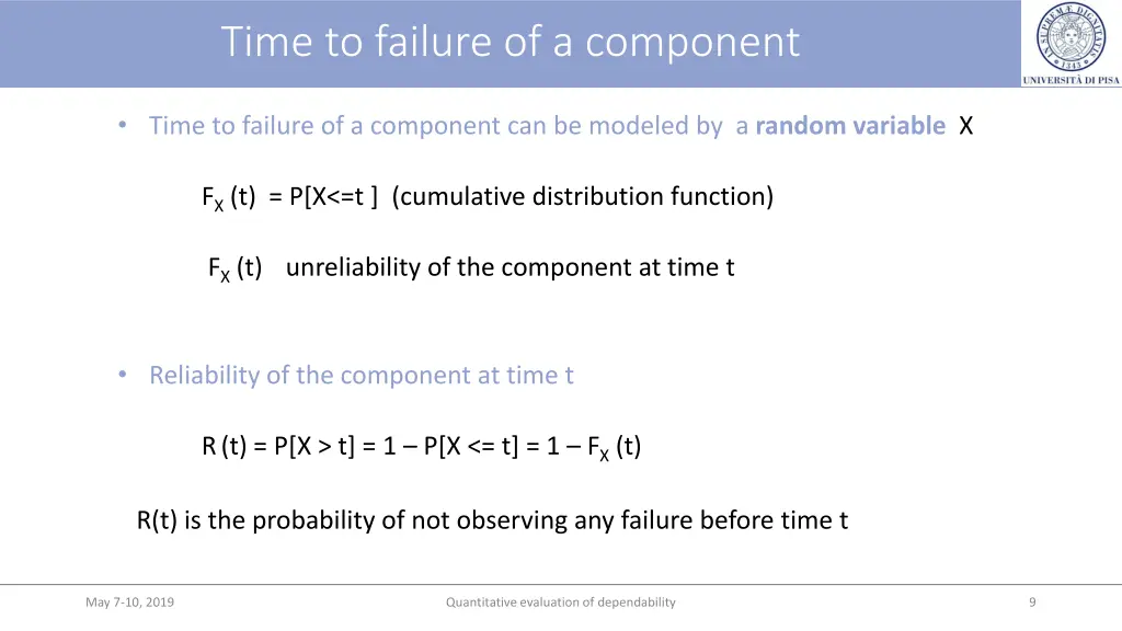time to failure of a component