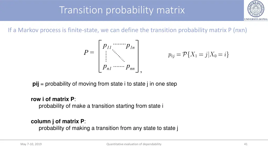 transition probability matrix