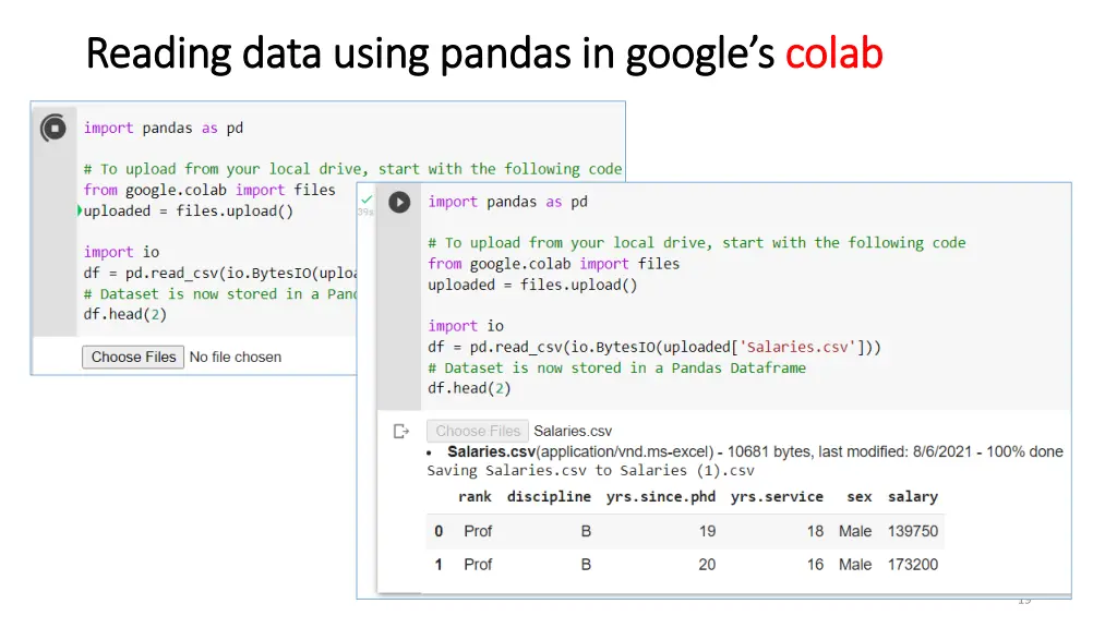 reading data using pandas in reading data using 1