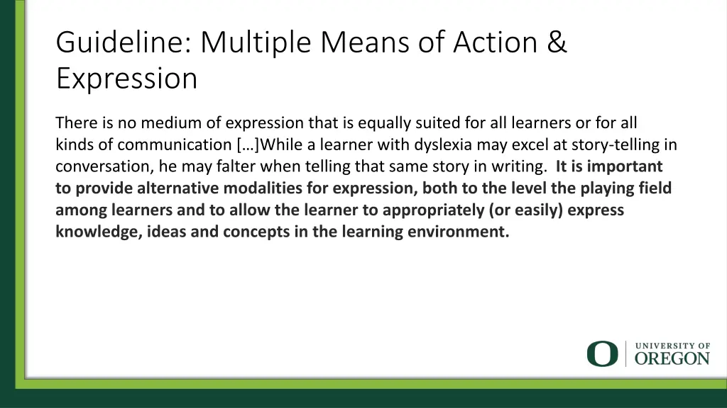 guideline multiple means of action expression