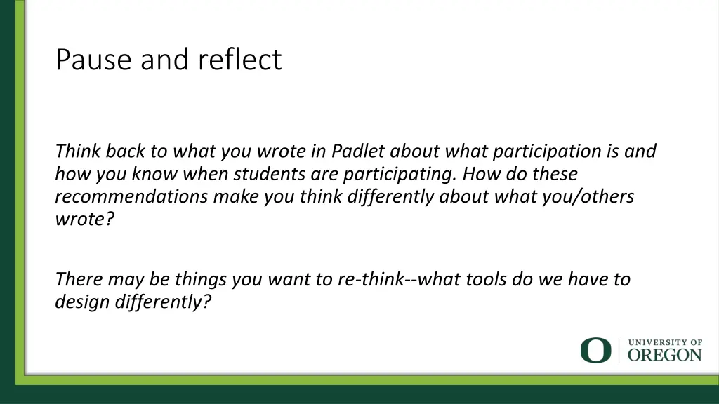 pause and reflect