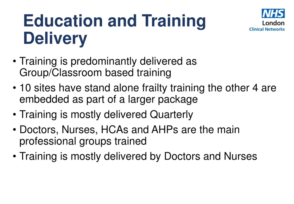 education and training delivery