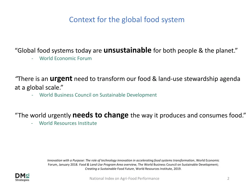 context for the global food system