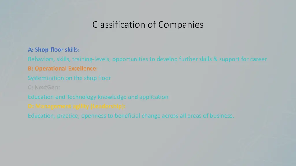 classification of companies