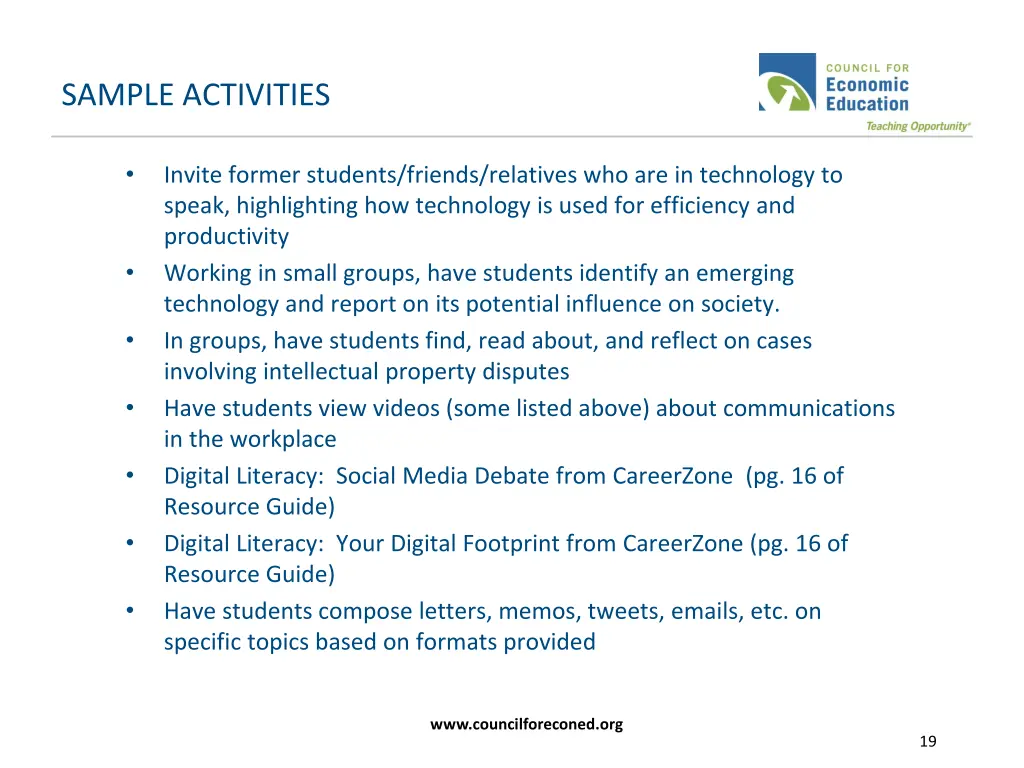 sample activities