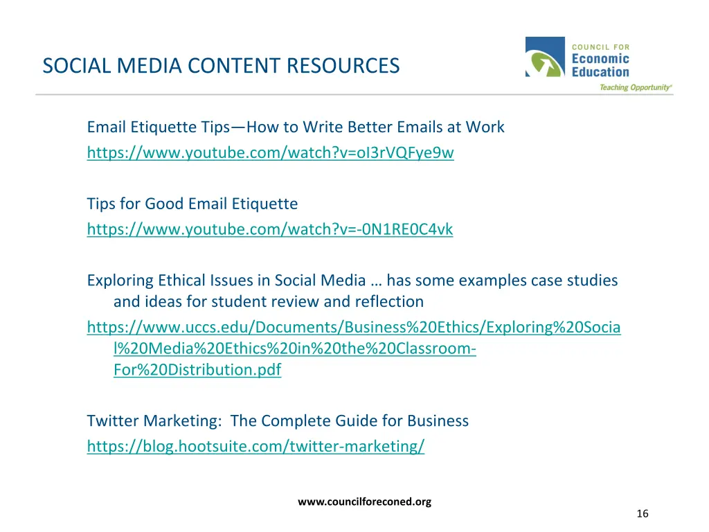 social media content resources