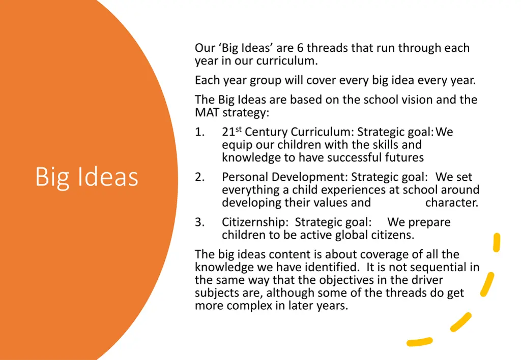 our big ideas are 6 threads that run through each