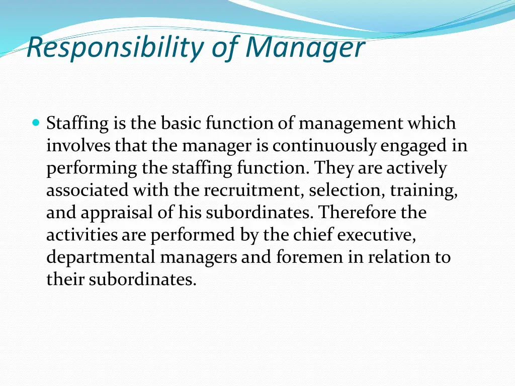 responsibility of manager