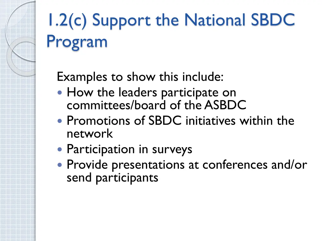 1 2 c support the national sbdc program 1