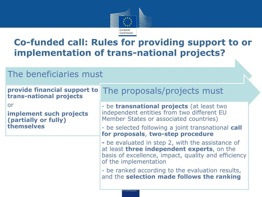 co funded call rules for providing support