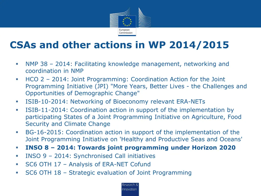 csas and other actions in wp 2014 2015