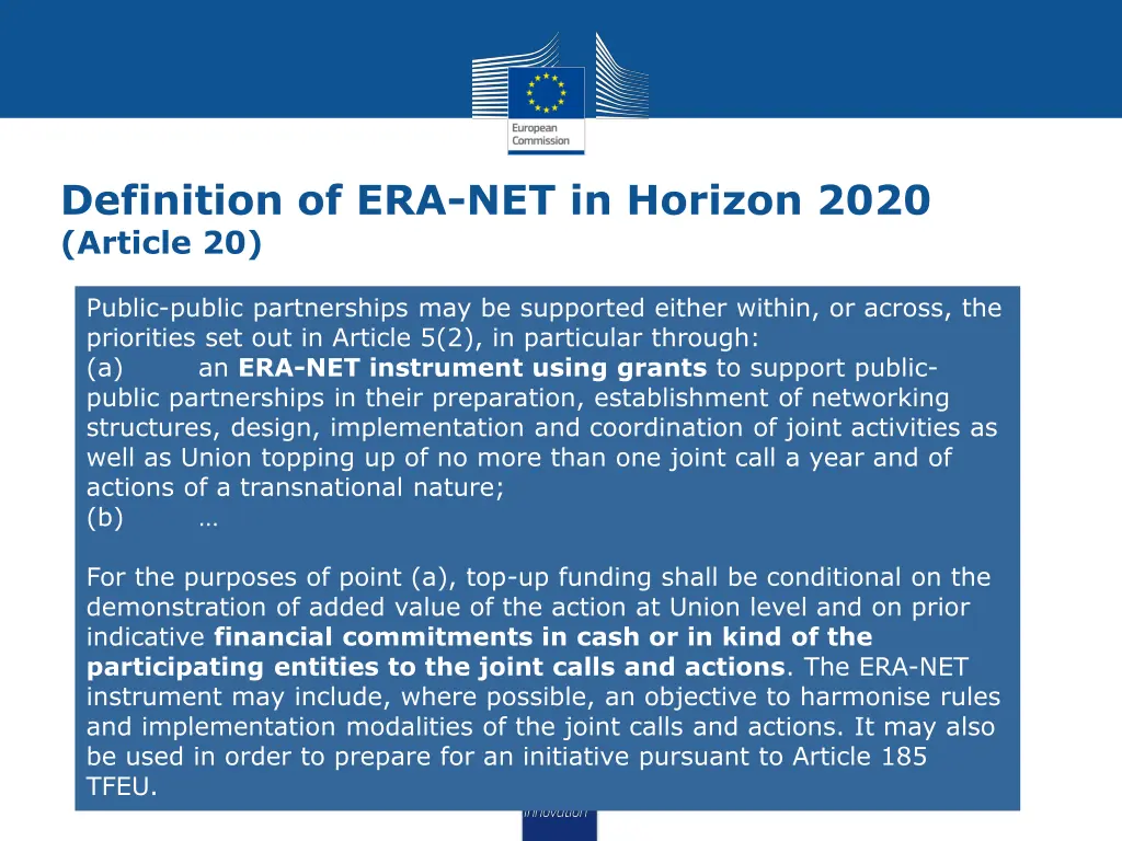 definition of era net in horizon 2020 article 20