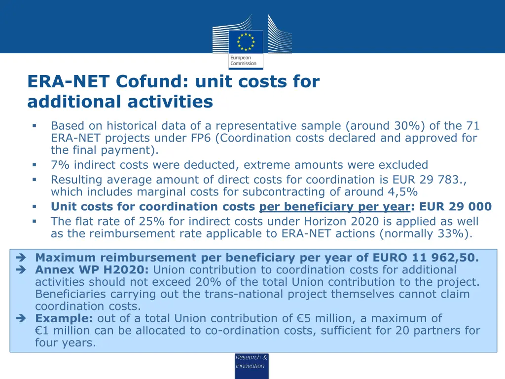 era net cofund unit costs for additional 1