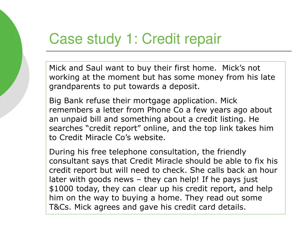 case study 1 credit repair