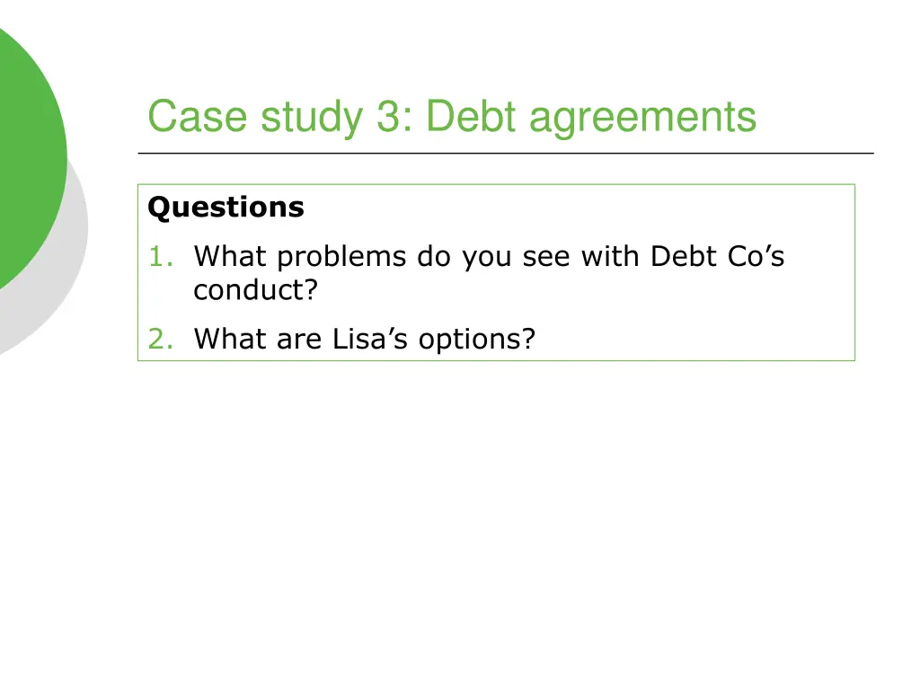 case study 3 debt agreements 2