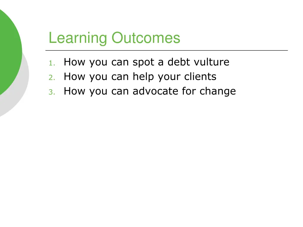 learning outcomes
