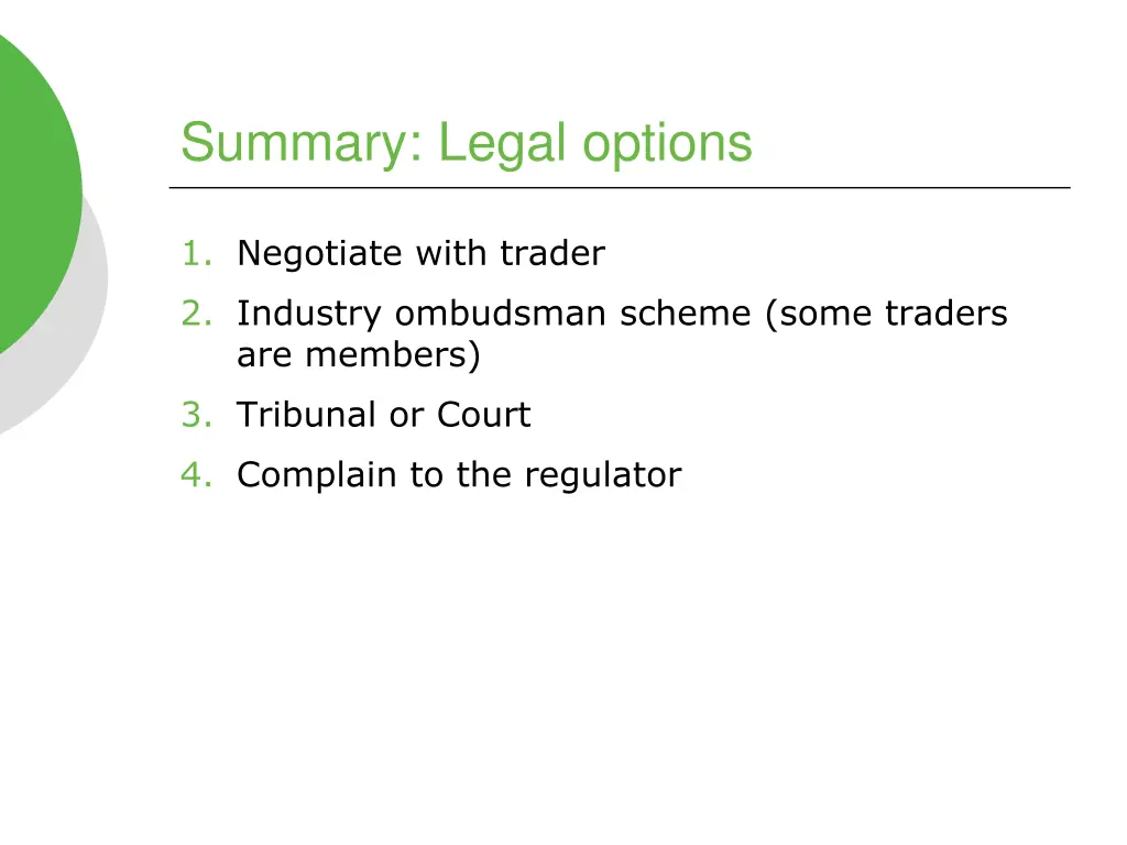 summary legal options