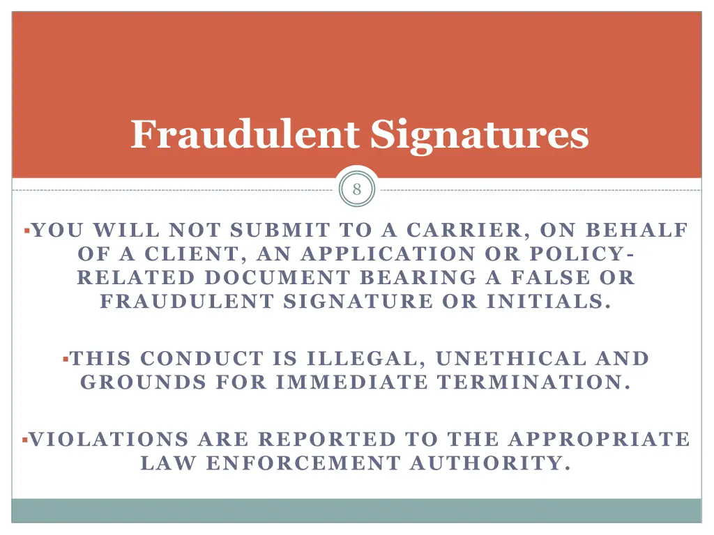 fraudulent signatures