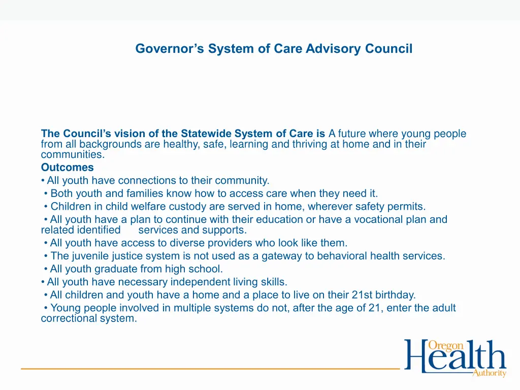 governor s system of care advisory council 1