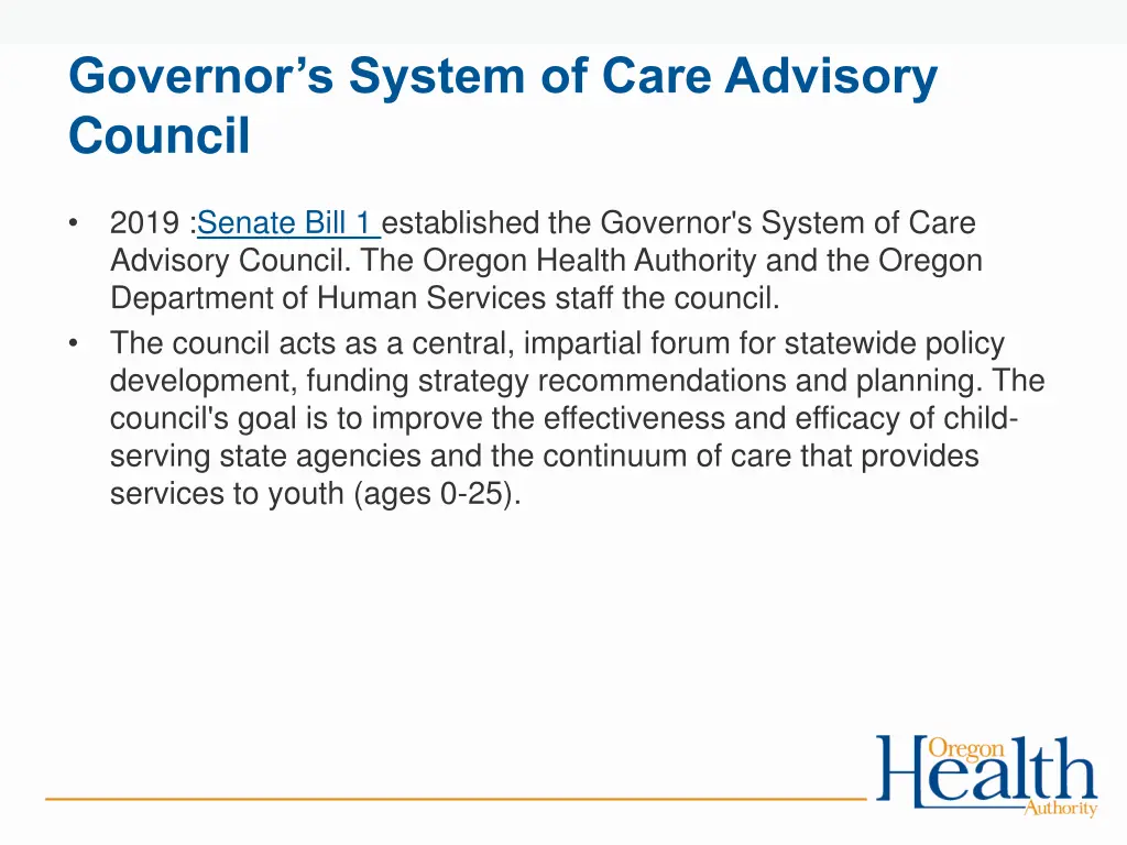 governor s system of care advisory council