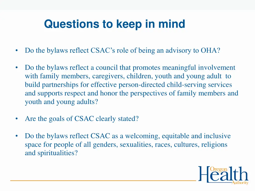 questions to keep in mind