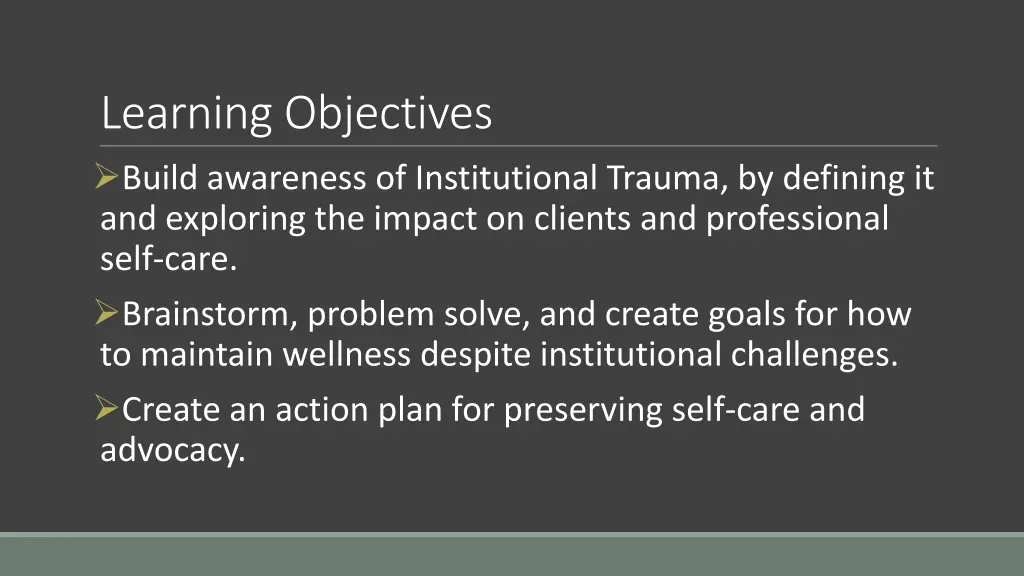 learning objectives build awareness