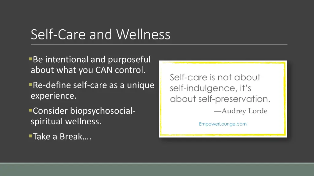 self care and wellness